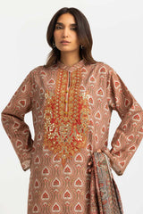 UAE-3PC Lawn Printed Suit With Embroidered