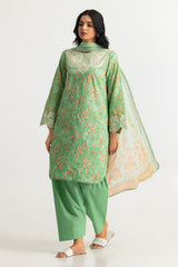 UAE- 3PC Lawn Printed Suit With Embroidered