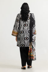 UAE- 3PC Lawn Printed Suit With Embroidered