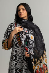UAE- 3PC Lawn Printed Suit With Embroidered