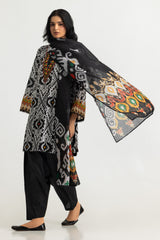 UAE- 3PC Lawn Printed Suit With Embroidered