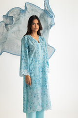 UAE-3PC Lawn Printed Suit With Embroidered