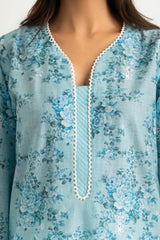 UAE-3PC Lawn Printed Suit With Embroidered