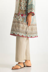 UAE-3PC Lawn Printed Suit With Embroidered