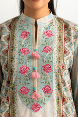 UAE-3PC Lawn Printed Suit With Embroidered
