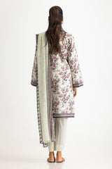 UAE-3PC Lawn Printed Suit With Embroidered