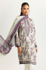 UAE-3PC Lawn Printed Suit With Embroidered
