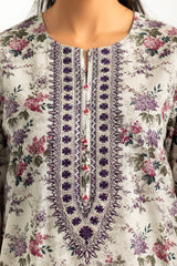 UAE-3PC Lawn Printed Suit With Embroidered
