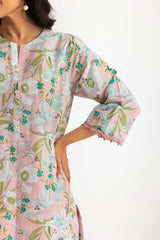 UAE-3PC Lawn Printed Suit With Embroidered