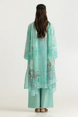 UAE- 3PC Lawn Printed Suit With Embroidered