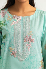 UAE- 3PC Lawn Printed Suit With Embroidered