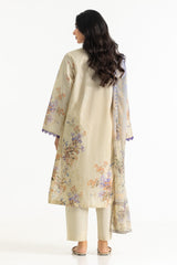 UAE-3PC Lawn Printed Suit With Embroidered