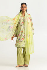 UAE- 3PC Lawn Printed Suit With Embroidered