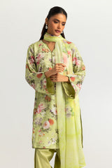 UAE- 3PC Lawn Printed Suit With Embroidered