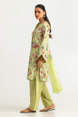 UAE- 3PC Lawn Printed Suit With Embroidered