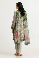 UAE- 3PC Lawn Printed Suit With Embroidered