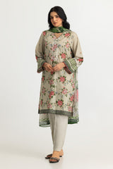 UAE- 3PC Lawn Printed Suit With Embroidered