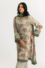 UAE- 3PC Lawn Printed Suit With Embroidered