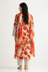 UAE- 3PC Lawn Printed Suit With Embroidered