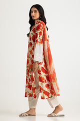 UAE- 3PC Lawn Printed Suit With Embroidered