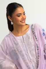 UAE- 3PC Lawn Printed Suit With Embroidered