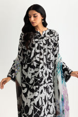 UAE- 3PC Lawn Printed Suit With Embroidered