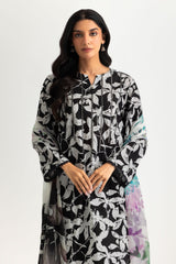 UAE- 3PC Lawn Printed Suit With Embroidered