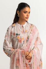 UAE- 3PC Lawn Printed Suit With Embroidered