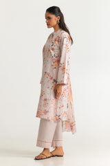 UAE- 3PC Lawn Printed Suit With Embroidered