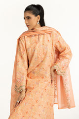 UAE-3PC Lawn Printed Suit With Schiffli Embroiderd IUSTKSD-1051