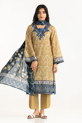 UAE- 3PC Lawn Printed With Embroidered Suit