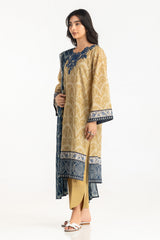 UAE- 3PC Lawn Printed With Embroidered Suit