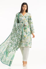 UAE- 3PC Lawn Printed With Embroidered Suit