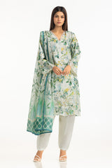 UAE- 3PC Lawn Printed With Embroidered Suit
