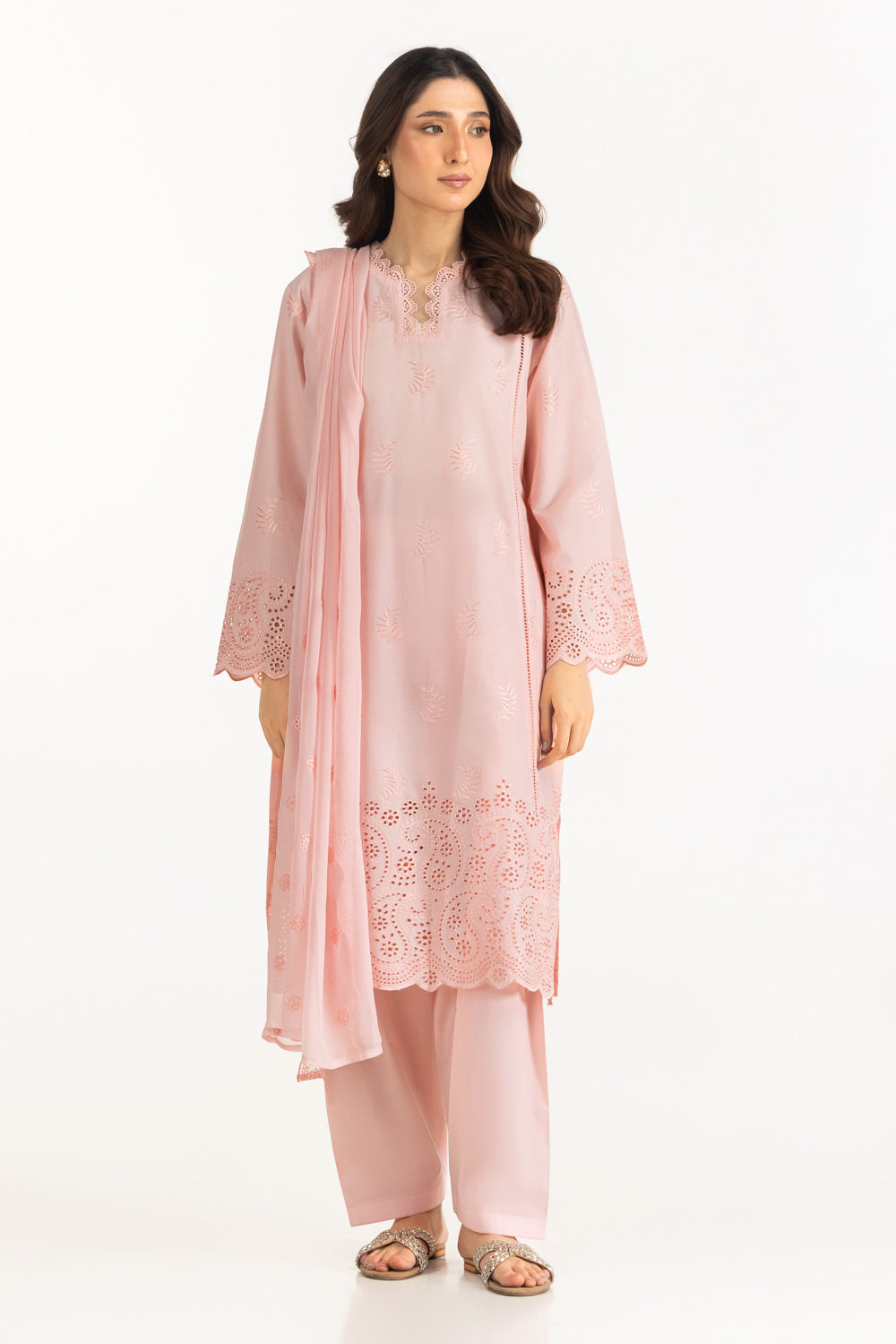 UAE-3PC Lawn Schiffli Embroidered Suit