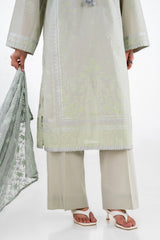 UAE-3PC Lawn Silver And Lacquer Printed Suit IUSTKSD-2060