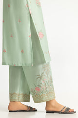 UAE-3PC Lawn Zari And Sequins Embroidered Suit With Chiffon Embroidered Dupatta