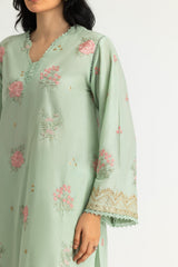 UAE-3PC Lawn Zari And Sequins Embroidered Suit With Chiffon Embroidered Dupatta