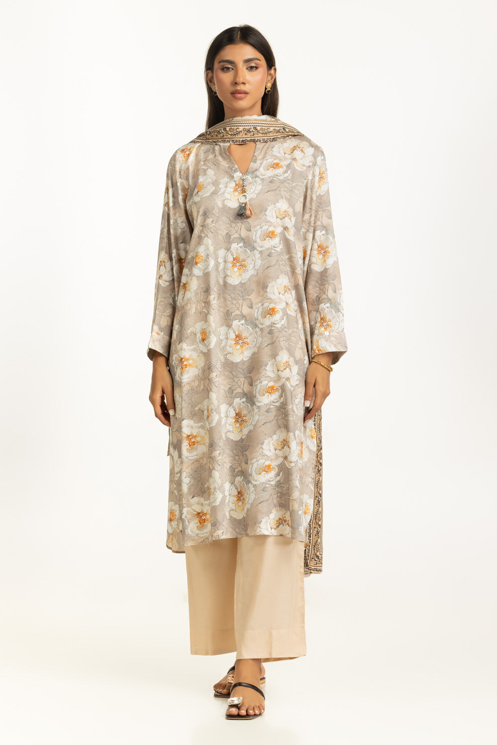 UAE-3PC Linen Printed Suit IUSTKSD-1129