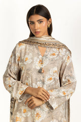 UAE-3PC Linen Printed Suit IUSTKSD-1129