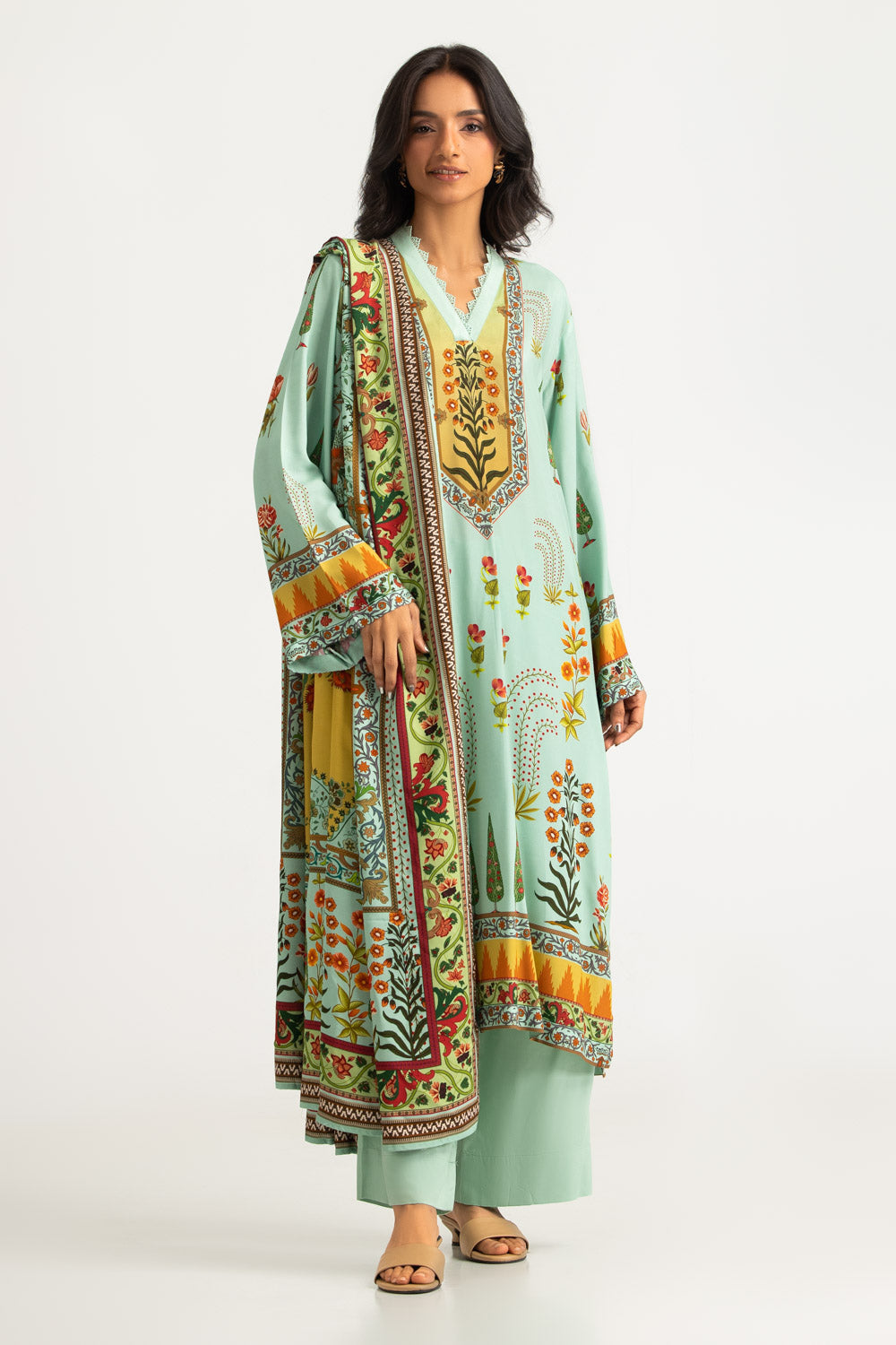 UAE-3PC Linen Printed Suit