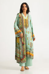 UAE-3PC Linen Printed Suit