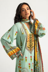 UAE-3PC Linen Printed Suit