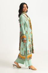UAE-3PC Linen Printed Suit