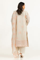 UAE-3PC Paper Cotton Embroidered Suit IUSTKSD-2204