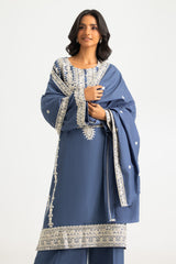 UAE-3PC Pashmina Embroidered Suit