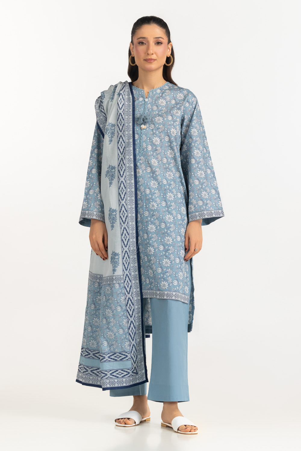 UAE-3PC Printed Lawn Suit IUSTKSD-2175