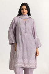 UAE- 3PC Raw Silk Embroidered Suit With Shimmer Embroidered Dupatta
