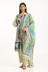 UAE-3PC Self Jacquard Printed Suit IUSTKSD-1170