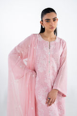 UAE-3PC Swiss Voile Embroidered Suit IUSTKSD-2322